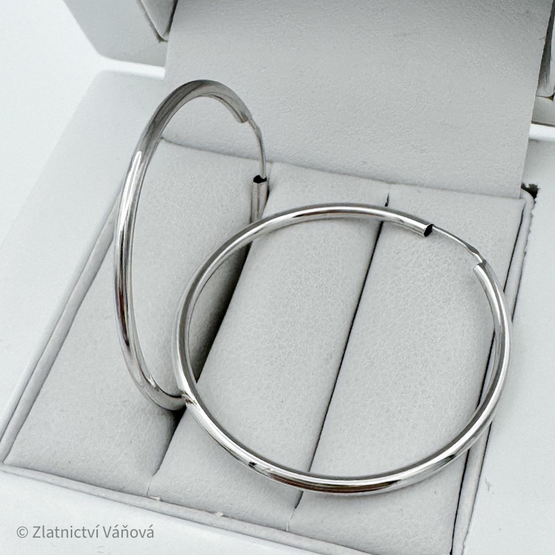 Bílé zlato náušnice kruhy 30mm